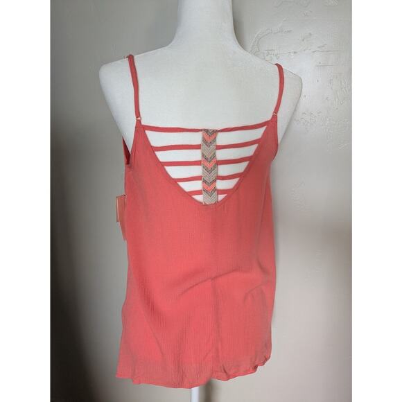 NWT Wishful Park Womens Asymmetrical Coral Tank Top Loose Fit, Size Med - Picture 1 of 11